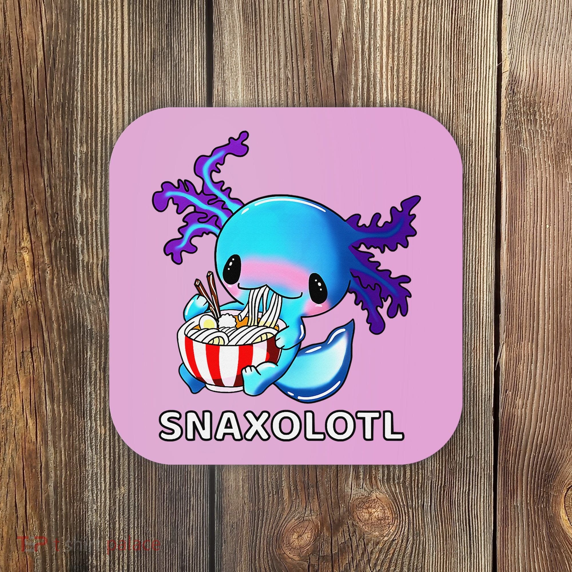 Cute Axolotl Lover Blue Snaxolotl Eating Ra Kawaii Anime  Coaster