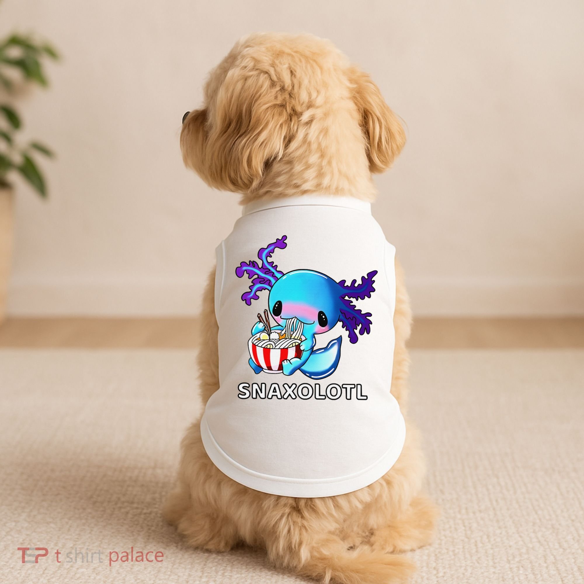 Cute Axolotl Lover Blue Snaxolotl Eating Ra Kawaii Anime  Doggie Tank