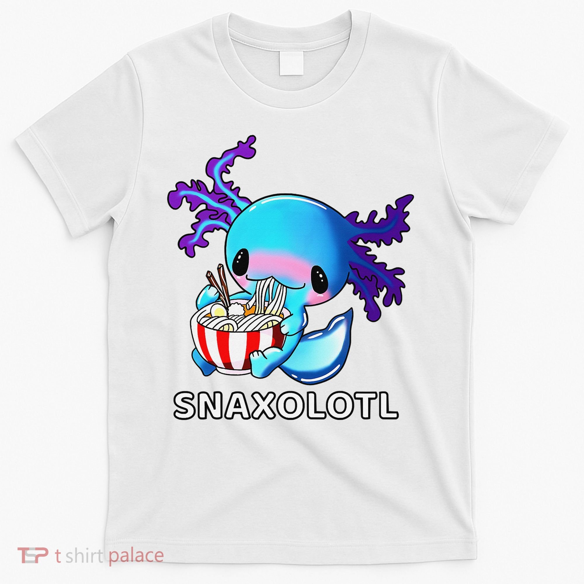 Cute Axolotl Lover Blue Snaxolotl Eating Ra Kawaii Anime  T-Shirt