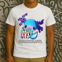 Cute Axolotl Lover Blue Snaxolotl Eating Ra Kawaii Anime  T-Shirt thumb 3