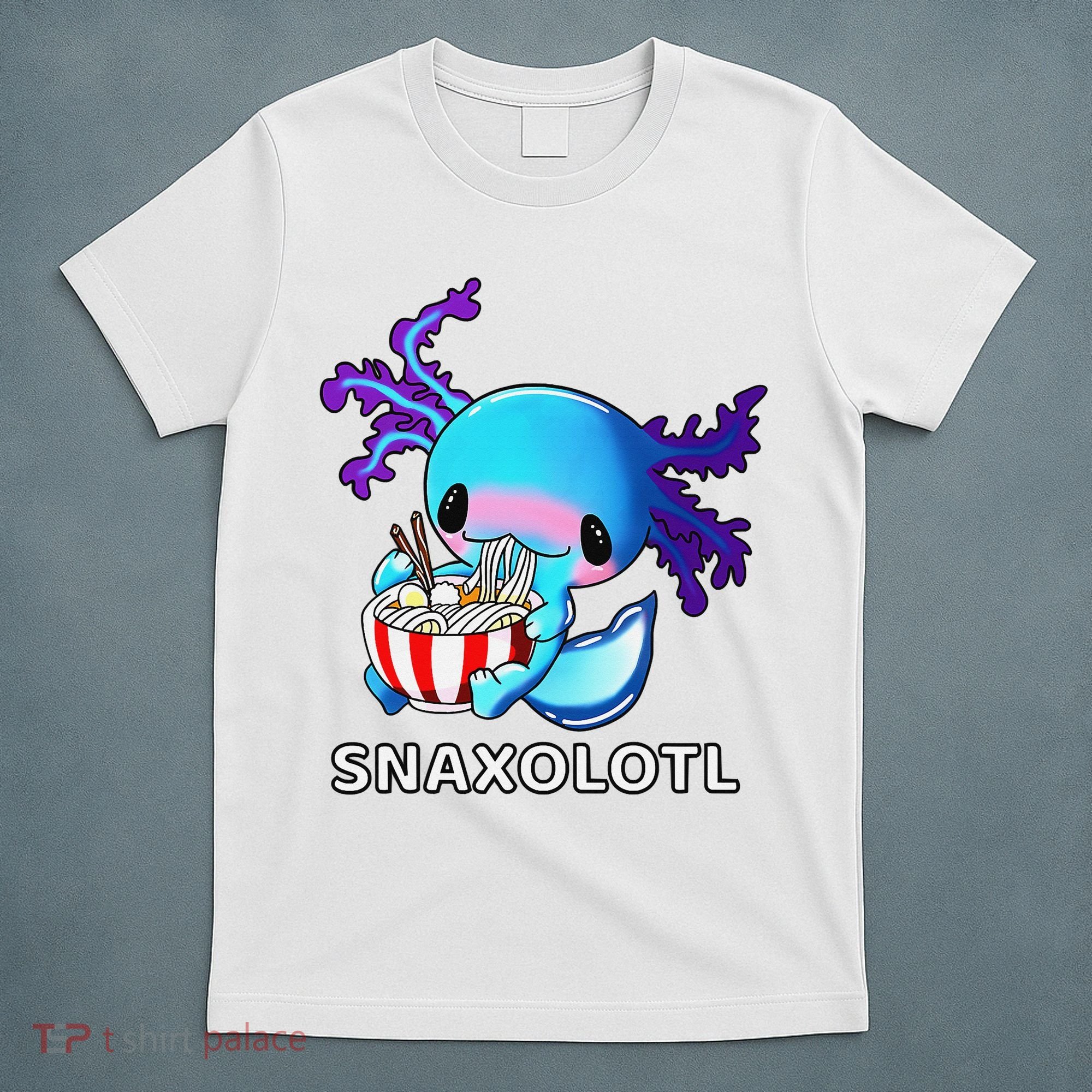 Cute Axolotl Lover Blue Snaxolotl Eating Ra Kawaii Anime  T-Shirt
