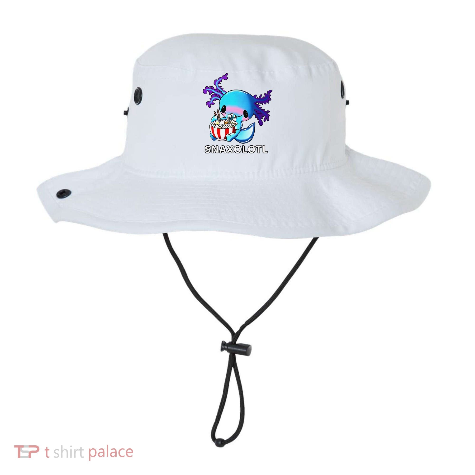 Cute Axolotl Lover Blue Snaxolotl Eating Ra Kawaii Anime  Bucket Hat