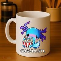 Cute Axolotl Lover Blue Snaxolotl Eating Ra Kawaii Anime  Coffee Mug thumb 4