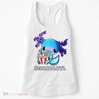 Cute Axolotl Lover Blue Snaxolotl Eating Ra Kawaii Anime  Women's Tank Top thumb 0