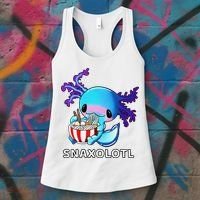 Cute Axolotl Lover Blue Snaxolotl Eating Ra Kawaii Anime  Women's Tank Top thumb 3