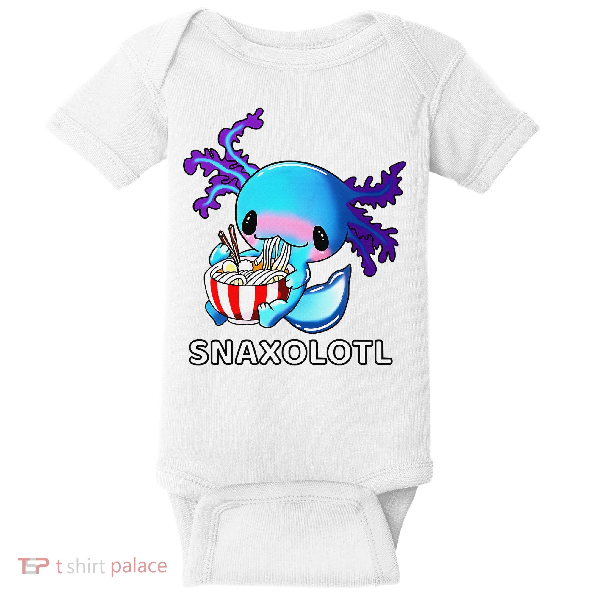 Cute Axolotl Lover Blue Snaxolotl Eating Ra Kawaii Anime  Baby Bodysuit