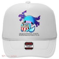 Cute Axolotl Lover Blue Snaxolotl Eating Ra Kawaii Anime  Hat thumb 0