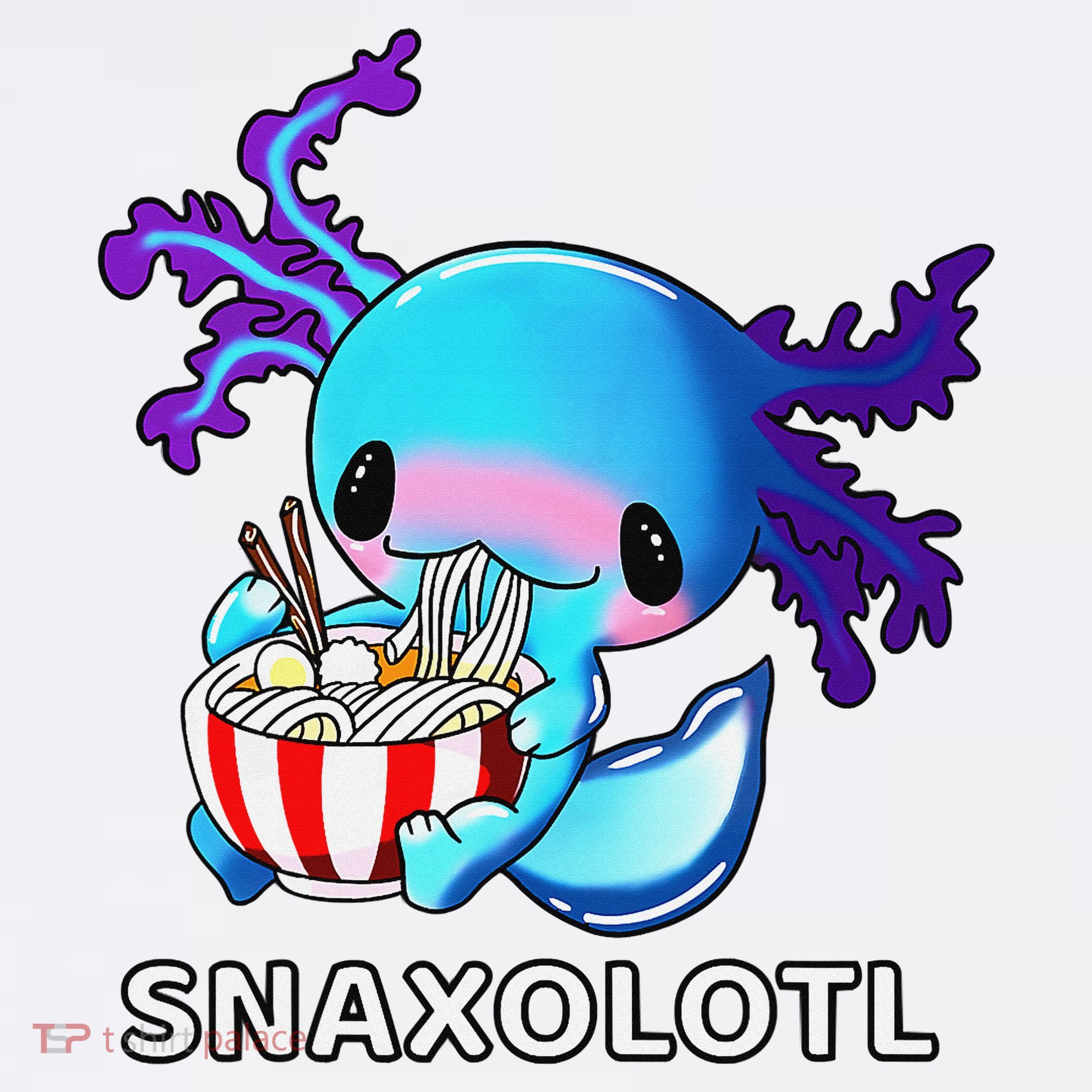 Cute Axolotl Lover Blue Snaxolotl Eating Ra Kawaii Anime  Tank Top
