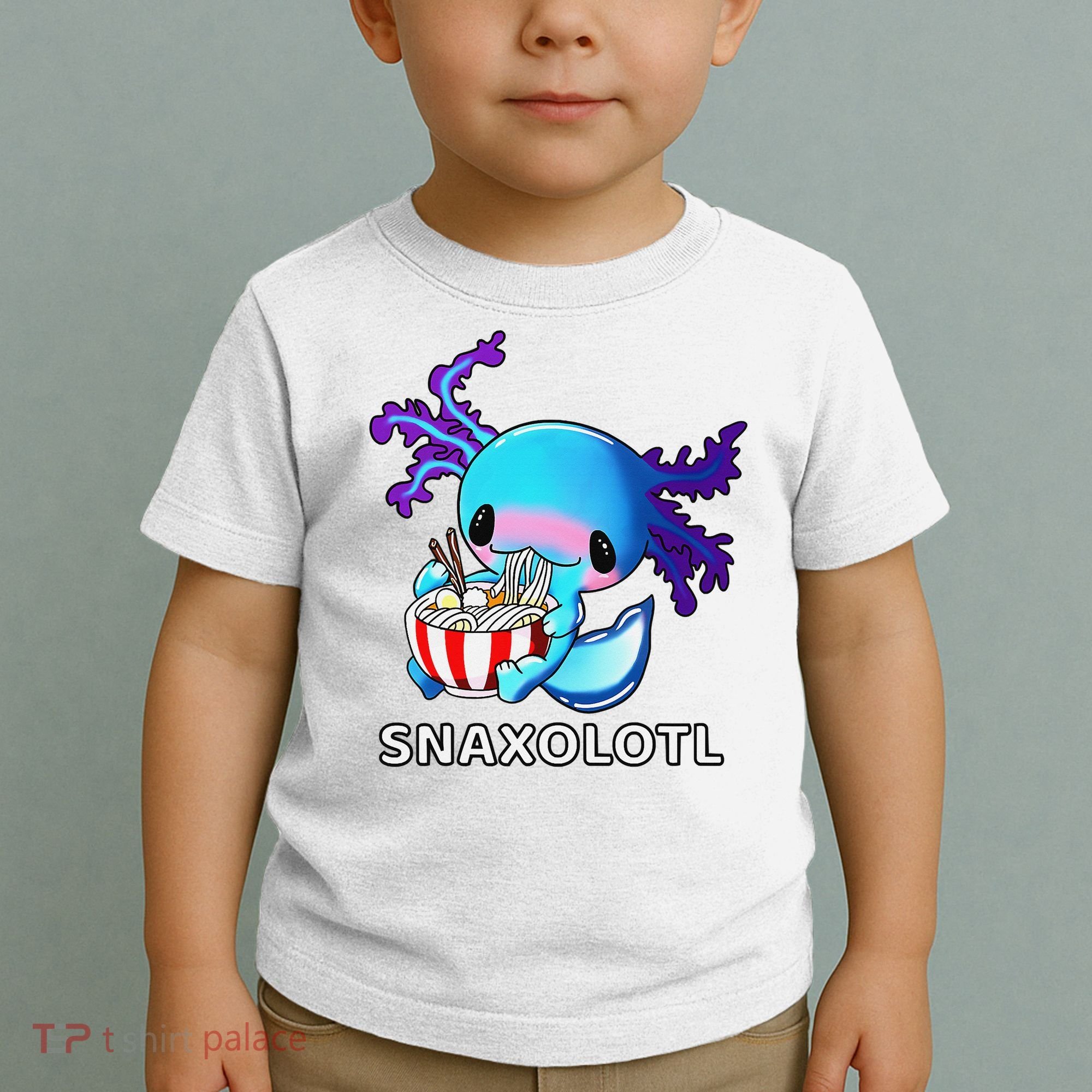 Cute Axolotl Lover Blue Snaxolotl Eating Ra Kawaii Anime  Toddler T-Shirt