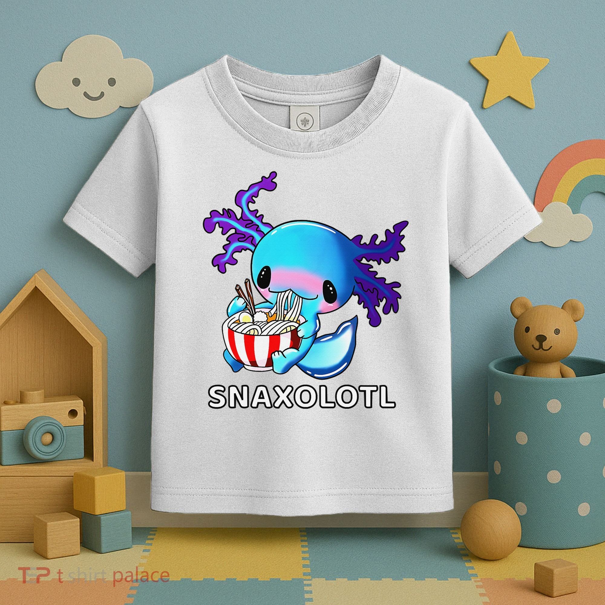 Cute Axolotl Lover Blue Snaxolotl Eating Ra Kawaii Anime  Toddler T-Shirt