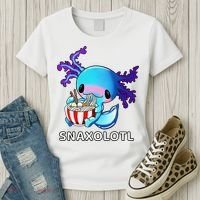 Cute Axolotl Lover Blue Snaxolotl Eating Ra Kawaii Anime  Women's T-Shirt thumb 3