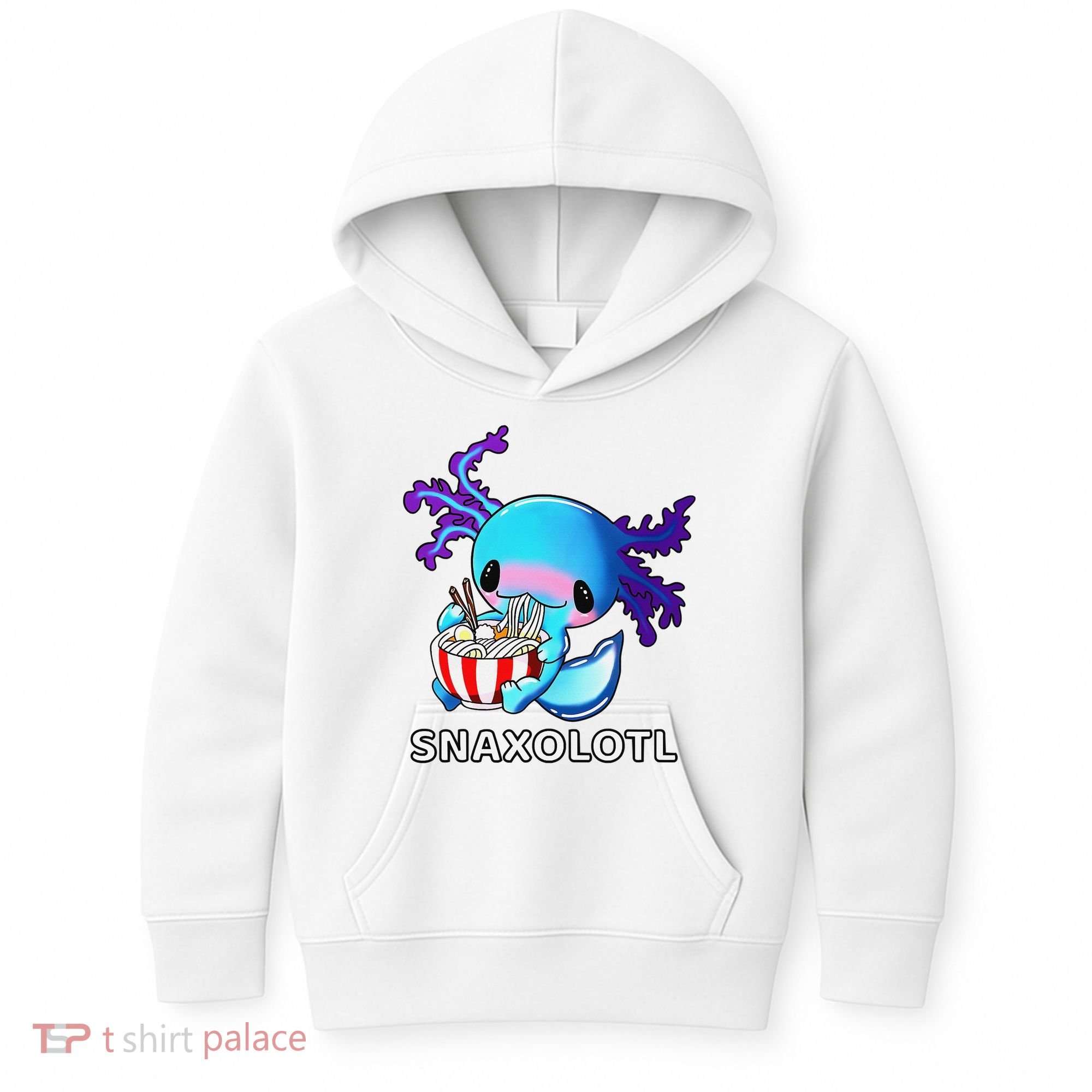 Cute Axolotl Lover Blue Snaxolotl Eating Ra Kawaii Anime  Kids Hoodie