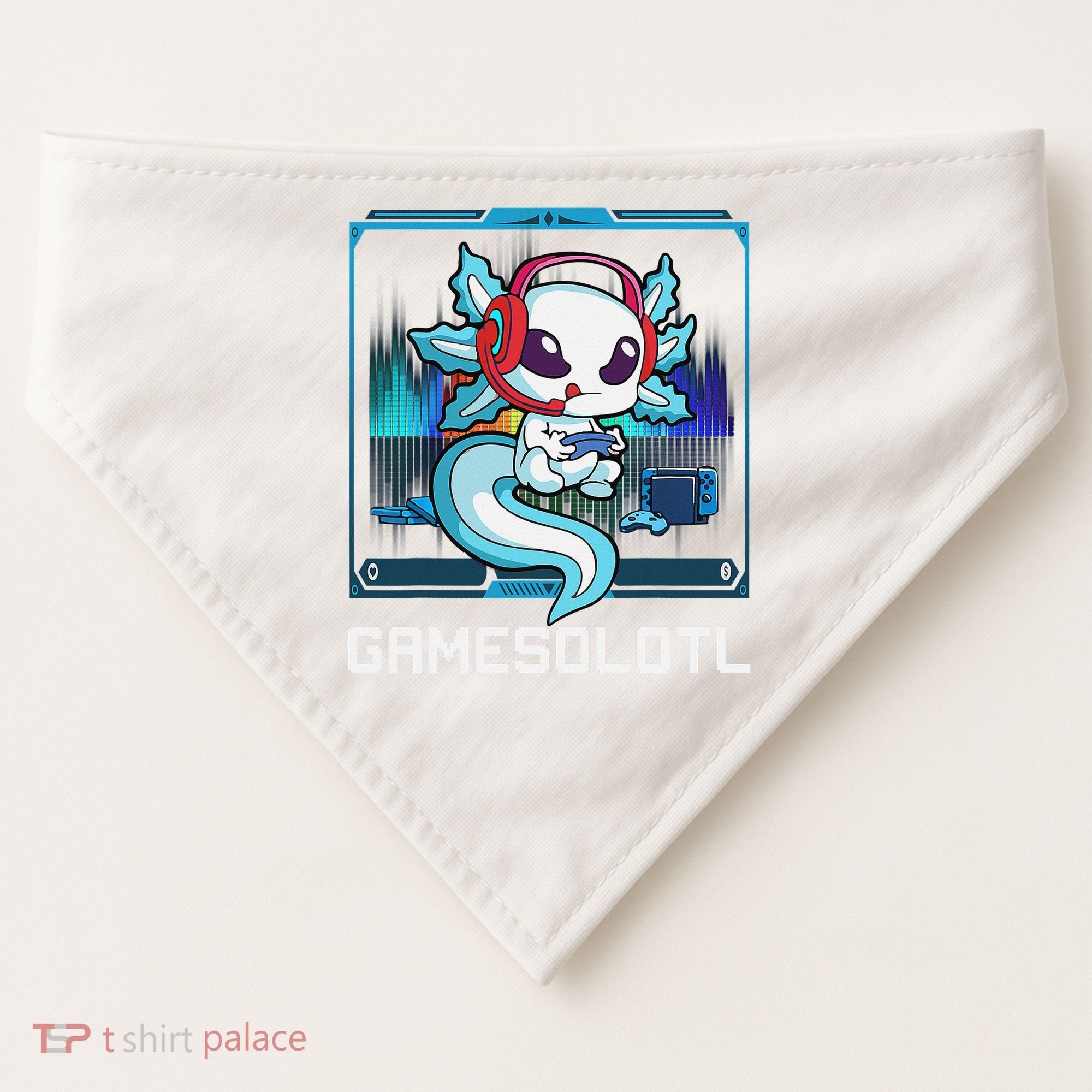 Cute Axolotl Lover Gamesalotl Gaming Axolotl USA-Made Doggie Bandana