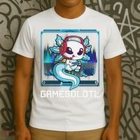 Cute Axolotl Lover Gamesalotl Gaming Axolotl T-Shirt thumb 3