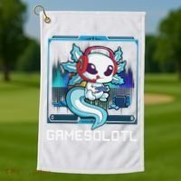 Cute Axolotl Lover Gamesalotl Gaming Axolotl Golf Towel thumb 1