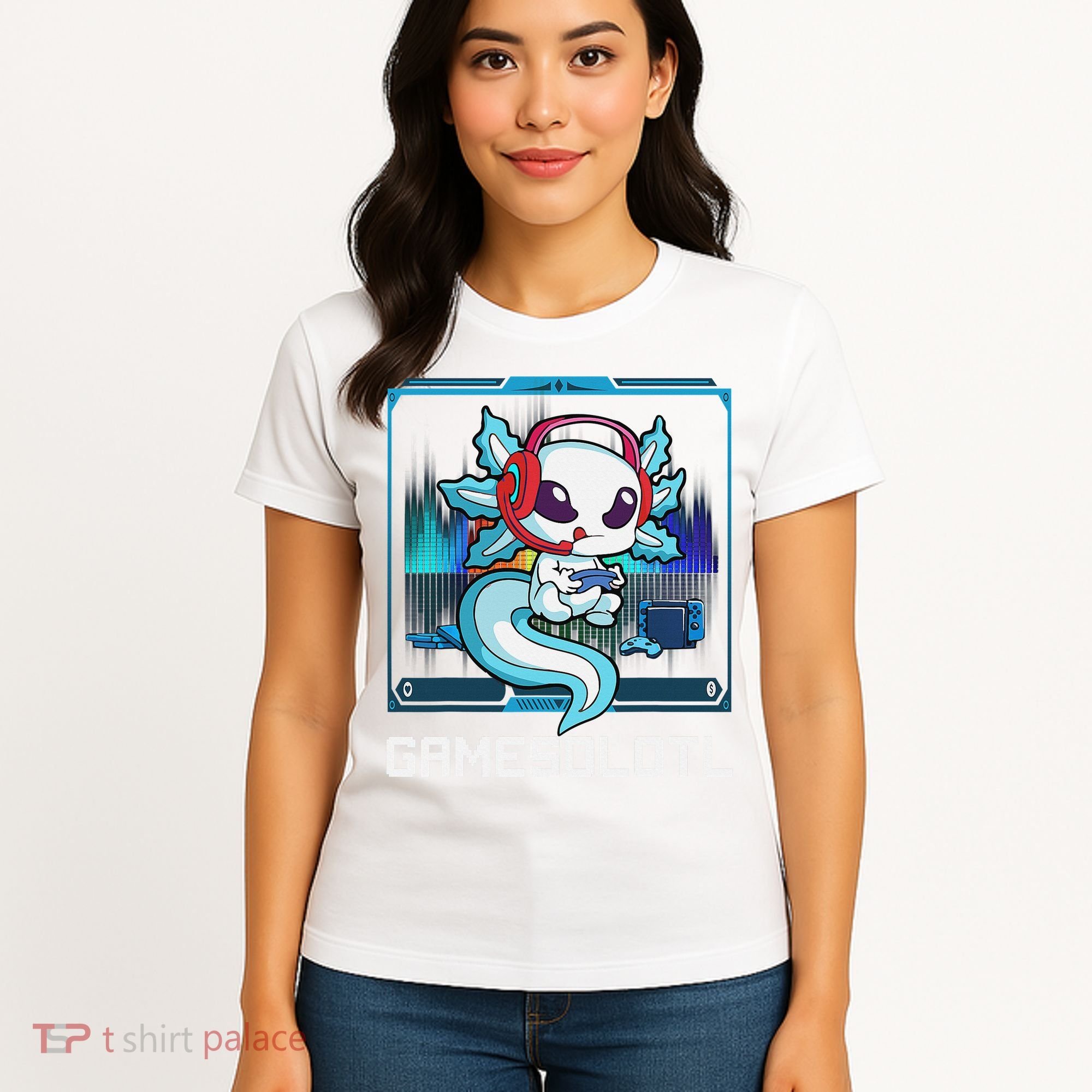 Cute Axolotl Lover Gamesalotl Gaming Axolotl Women's T-Shirt