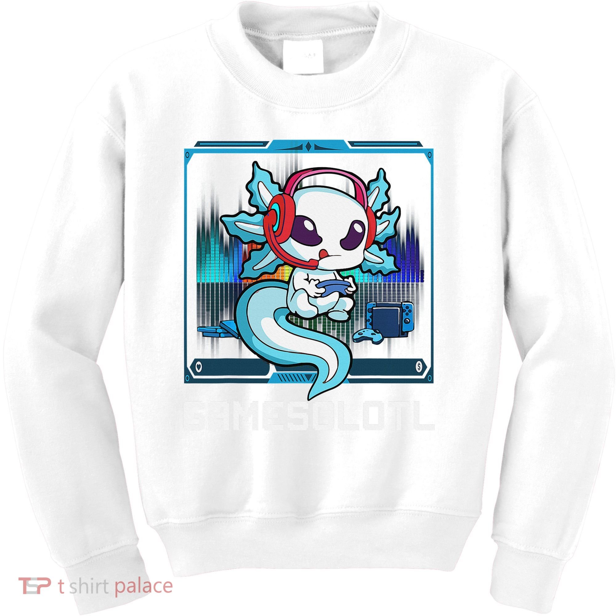 Cute Axolotl Lover Gamesalotl Gaming Axolotl Kids Sweatshirt