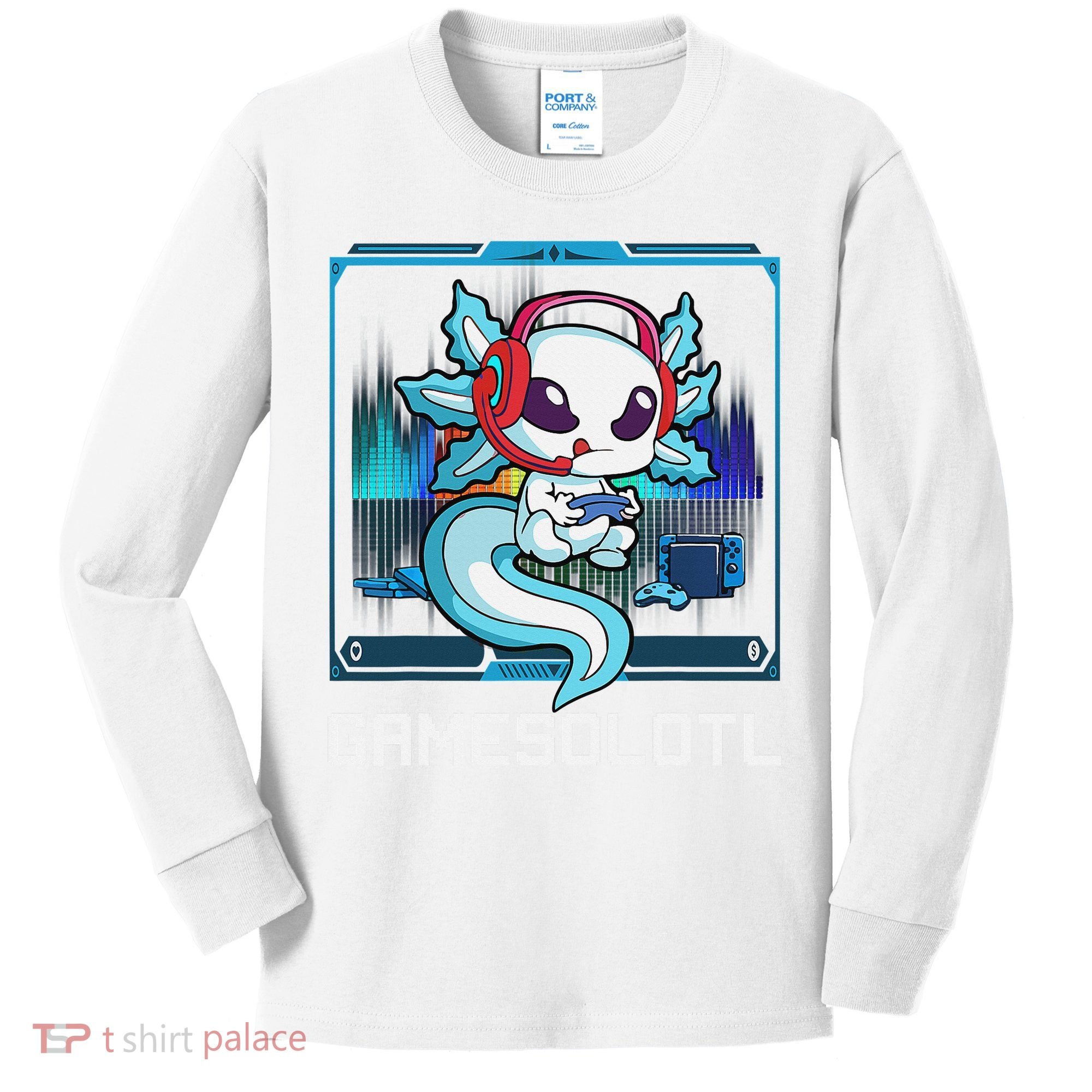 Cute Axolotl Lover Gamesalotl Gaming Axolotl Kids Long Sleeve Shirt