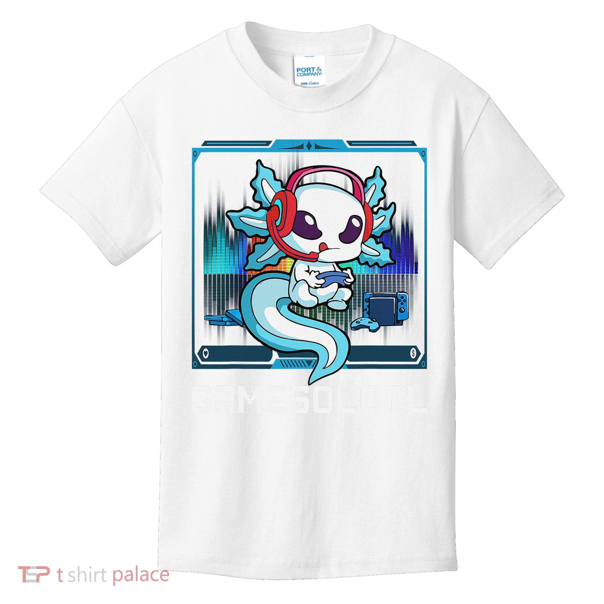 Cute Axolotl Lover Gamesalotl Gaming Axolotl Kids T-Shirt