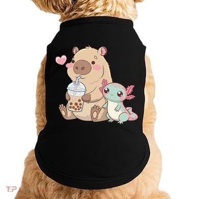 Cute Axolotl Lover Capybara Kawaii Anime Drinking Bubble Tea Doggie Tank