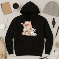 Cute Axolotl Lover Capybara Kawaii Anime Drinking Bubble Tea Hoodie thumb 3