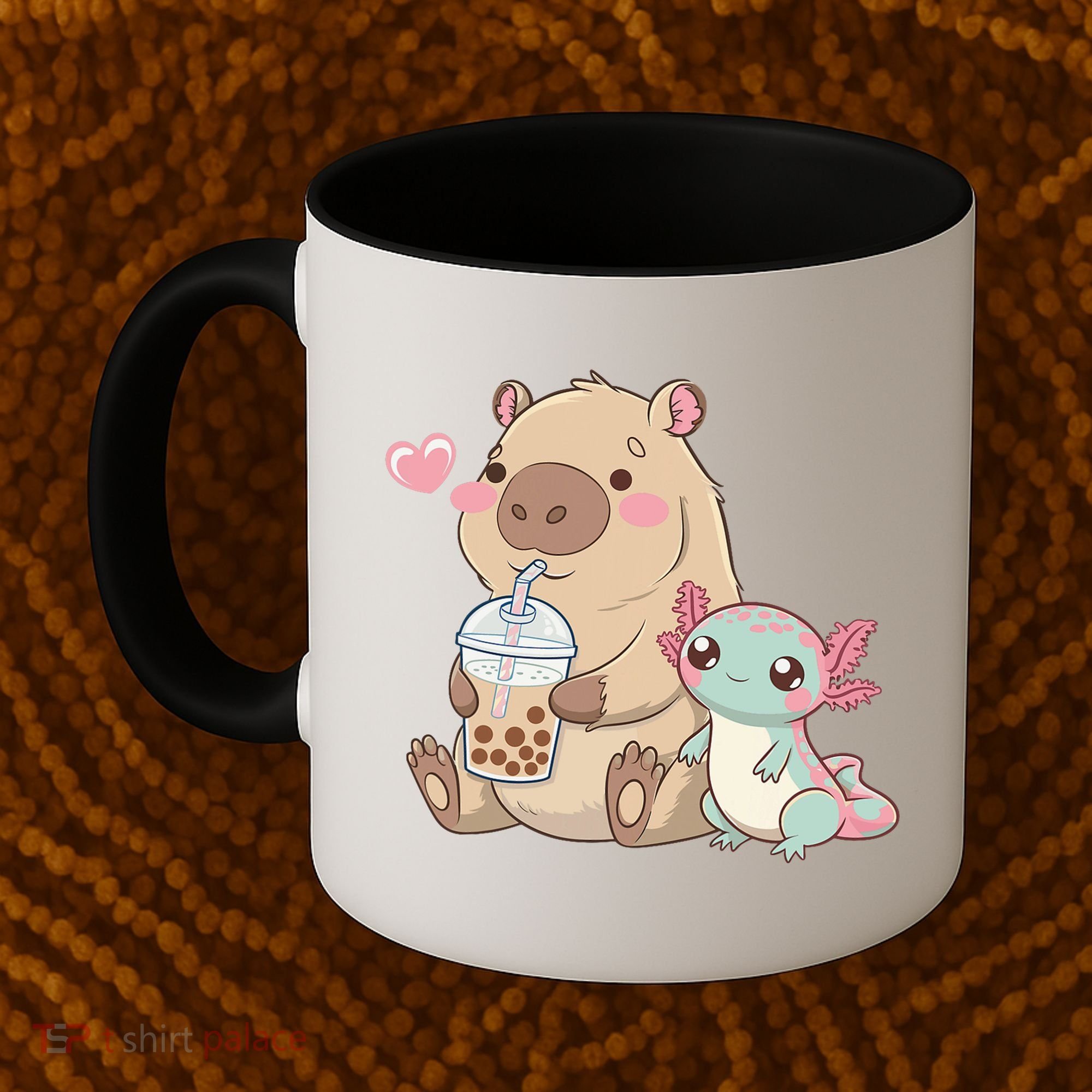 Cute Axolotl Lover Capybara Kawaii Anime Drinking Bubble Tea Coffee Mug