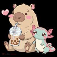 Cute Axolotl Lover Capybara Kawaii Anime Drinking Bubble Tea Coffee Mug thumb 5