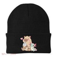 Cute Axolotl Lover Capybara Kawaii Anime Drinking Bubble Tea Beanie thumb 0