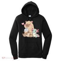 Cute Axolotl Lover Capybara Kawaii Anime Drinking Bubble Tea Women's Hoodie thumb 0