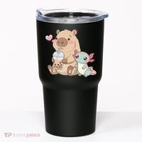 Cute Axolotl Lover Capybara Kawaii Anime Drinking Bubble Tea Tumbler thumb 0