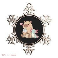 Cute Axolotl Lover Capybara Kawaii Anime Drinking Bubble Tea Ornament thumb 0