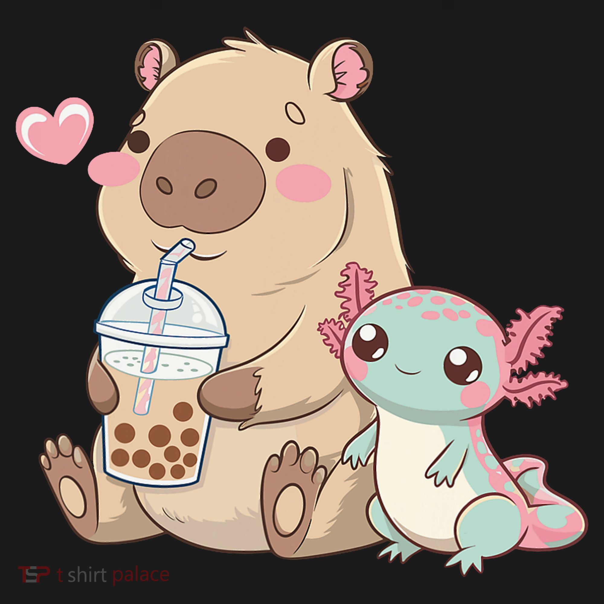Cute Axolotl Lover Capybara Kawaii Anime Drinking Bubble Tea Baby Bodysuit