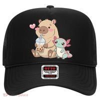 Cute Axolotl Lover Capybara Kawaii Anime Drinking Bubble Tea Hat thumb 0