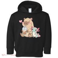 Cute Axolotl Lover Capybara Kawaii Anime Drinking Bubble Tea Toddler Hoodie thumb 0