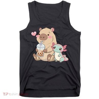Cute Axolotl Lover Capybara Kawaii Anime Drinking Bubble Tea Tank Top