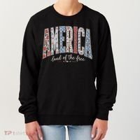 Cute America Land Of The Free Patchwork Varsity Style Women's Sweatshirt thumb 0