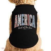 Cute America Land Of The Free Patchwork Varsity Style Doggie Tank thumb 0