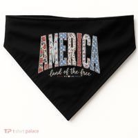 Cute America Land Of The Free Patchwork Varsity Style USA-Made Doggie Bandana thumb 0
