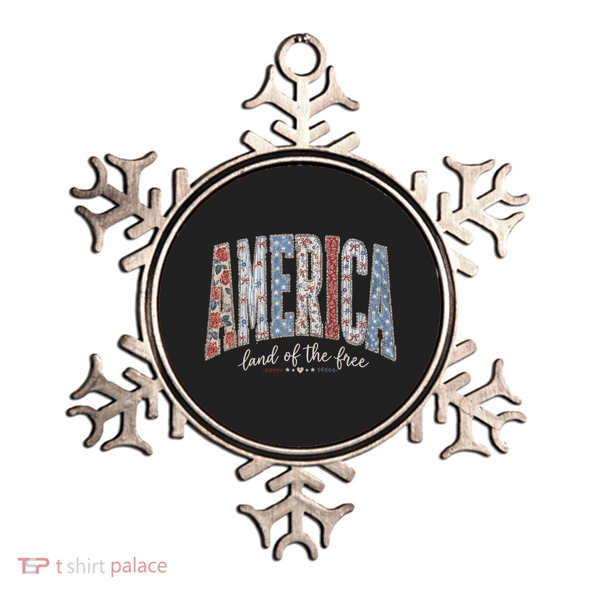 Cute America Land Of The Free Patchwork Varsity Style Ornament