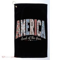 Cute America Land Of The Free Patchwork Varsity Style Golf Towel thumb 0