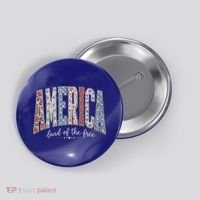 Cute America Land Of The Free Patchwork Varsity Style Button thumb 0