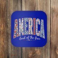Cute America Land Of The Free Patchwork Varsity Style Coaster thumb 0