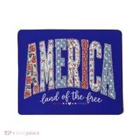 Cute America Land Of The Free Patchwork Varsity Style Mousepad thumb 0