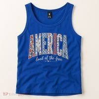 Cute America Land Of The Free Patchwork Varsity Style Tank Top thumb 2