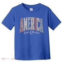 Cute America Land Of The Free Patchwork Varsity Style Toddler T-Shirt thumb 0