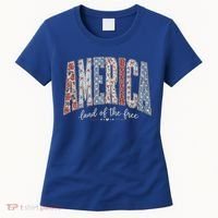 Cute America Land Of The Free Patchwork Varsity Style Women's T-Shirt thumb 0