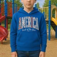 Cute America Land Of The Free Patchwork Varsity Style Kids Hoodie thumb 2