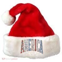 Cute America Land Of The Free Patchwork Varsity Style Santa Hat thumb 0