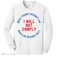 I Will Not Comply MAGA Conservative Anti Biden Kids Long Sleeve Shirt thumb 0