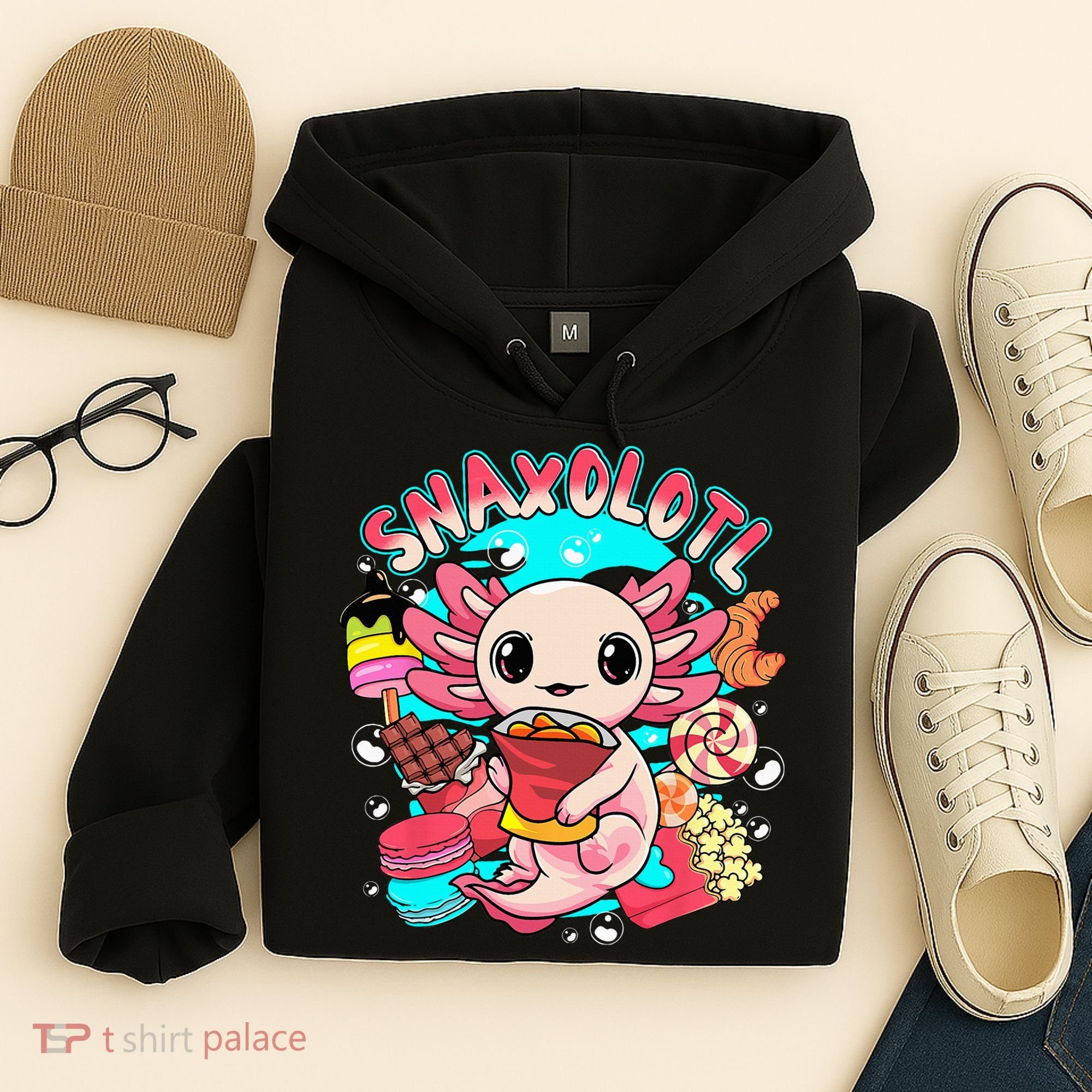 Cute Axolotl Lover Snaxolotl Food Sweets Hoodie